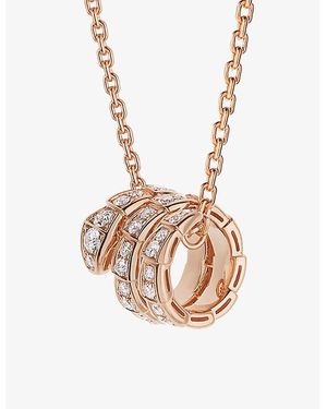 BVLGARI Serpenti Viper 18Ct Rose- And 0.63Ct Round-Cut Diamond Pendant Necklace - Pink