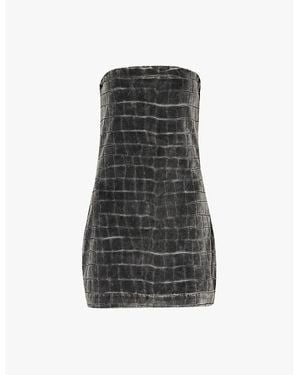 Alexander Wang Crocodile-Jacquard Strapless Velour Mini Dress - Black