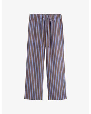 Tekla Striped Cotton-Poplin Pyjama Bottoms - Purple