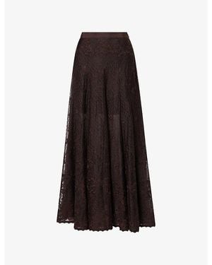 ME+EM A-Line Lace-Tulle Maxi Skirt - Black
