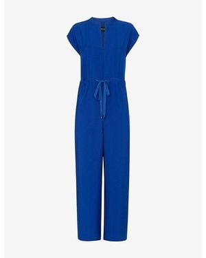 Whistles Drawstring-Waist Wide-Leg Woven Jumpsuit - Blue