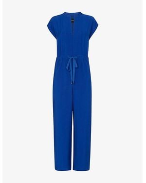 Whistles Drawstring-Waist Wide-Leg Woven Jumpsuit - Blue