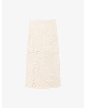 Zadig & Voltaire Tropical-Pattern Crochet Linen-Blend Midi Skirt - White