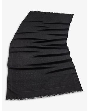 BVLGARI Lettere Maxi Brand-Pattern Wool And Silk Stole - Black