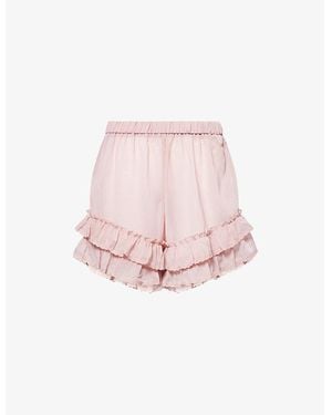 Amy Lynn Relaxed-Fit Semi-Sheer Chiffon Shorts - Pink
