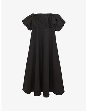 Reiss Frankie Ruched-Bodice Woven Midi Dress - Black