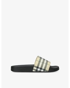 Burberry Check-Print Canvas Sliders - Multicolour