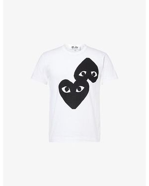 COMME DES GARÇONS PLAY Logo Print Crewneck Cotton-Jersey T-Shirt - Black