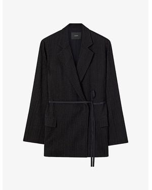 JOSEPH Amelot Pleated-Texture Viscose And Silk-Blend Blazer - Black