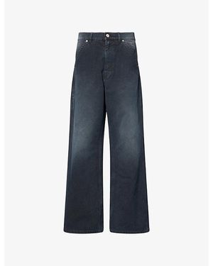 Marni Straight-Leg Embroidered-Logo Denim Jeans - Blue