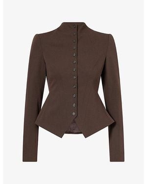 STAUD Adrian Slim Tailored Woven Jacket - Brown