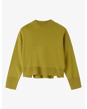 Whistles Crewneck Seam-Detail Wool Jumper - Green