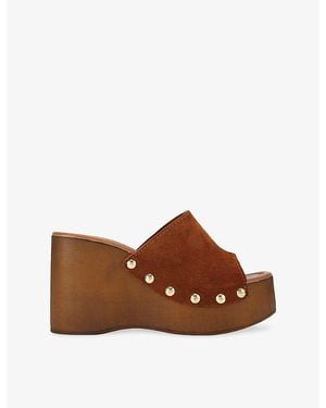 KG by Kurt Geiger Rua Suede Wedges - Brown