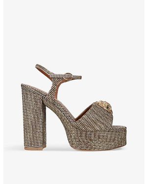 Kurt Geiger Kensington Houndstooth Woven Platform Sandals - Natural