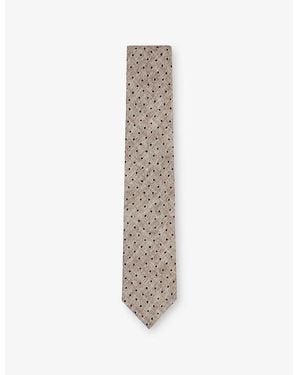 Reiss Pio Polka-Dot Cotton-Blend Tie - White