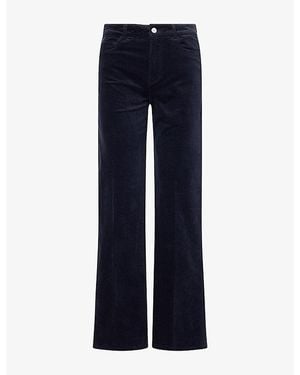 PAIGE Leenah 32In Flared-Leg Stretch Cotton-Blend Trousers - Blue