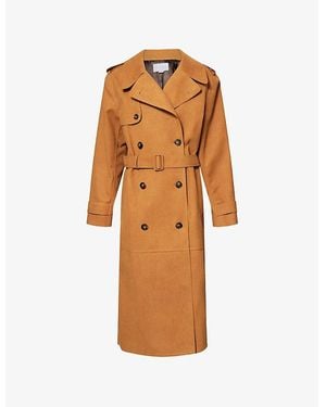 Stella McCartney Double-Breasted Belted Suede Trench Coat - Brown