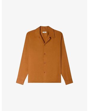 Sandro Spread-Collar Woven Shirt - Brown