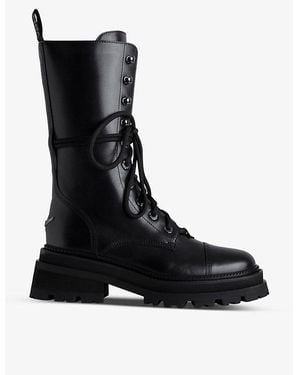Zadig & Voltaire Wing-Embellished Leather Ankle Boots - Black