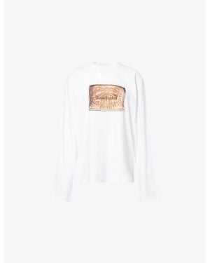 Acne Studios Bow Logo Long-Sleeve Cotton T-Shirt - White