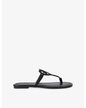 Kurt Geiger Leather Heart T-Bar Leather Sandals - Black