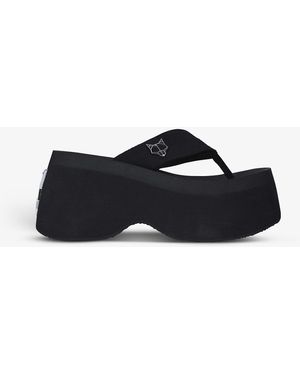 Naked Wolfe Desire Logo-emblem Platform Flip-flops - Black