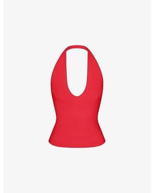 Skims Smooth Layers Halterneck Modal-Jersey Top - Red