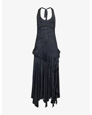 Siedres Lunn Ruffled Jersey Midi Dress - Black