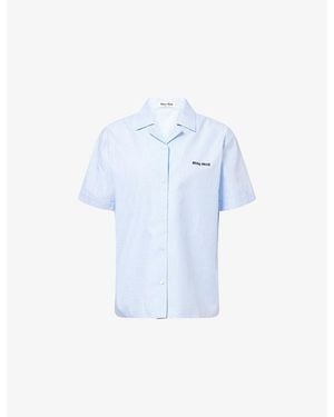 Miu Miu Gingham-Print Boxy-Fit Cotton Shirt - Blue