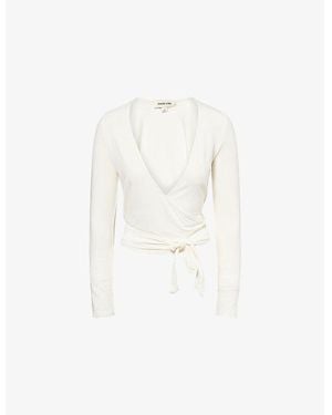 Sisterly Tribe Soft Ballet Wrap Modal-Jersey Top - White