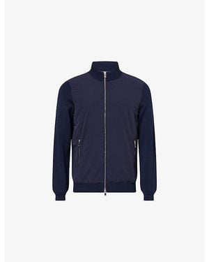 Arne Hybrid Knitted Shell-Woven Bomber Jacket - Blue