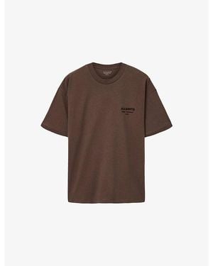 AllSaints Xander Logo-Embossed Short-Sleeve Cotton T-Shirt - Brown