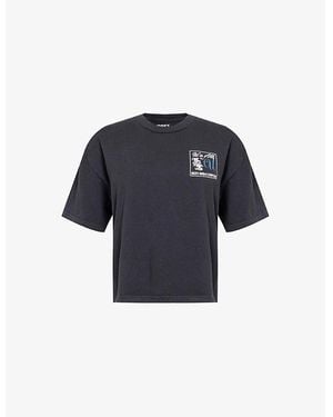 Obey Text-Print Short-Sleeves Cotton-Jersey T-Shirt - Blue