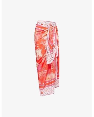 Seafolly Marbella Printed Cotton Sarong - Red