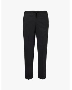 The Kooples Drawstring Tapered-Leg Stretch-Wool Trousers - Black
