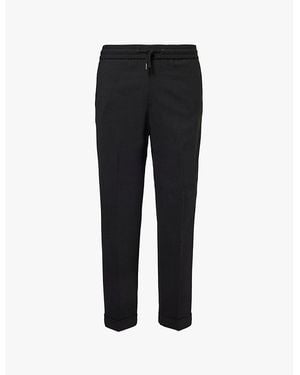 The Kooples Drawstring Tapered-Leg Stretch-Wool Trousers - Black