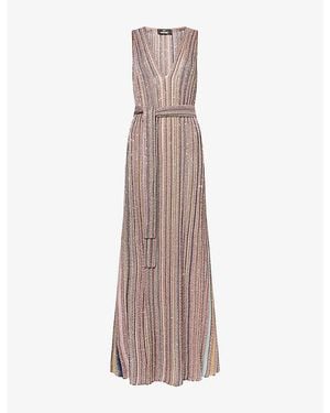 Missoni Sleeveless Striped Knitted Maxi Dress - Brown