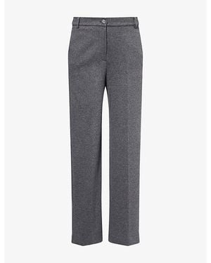 Weekend by Maxmara Straight-Leg Stretch-Cotton Trousers - Grey