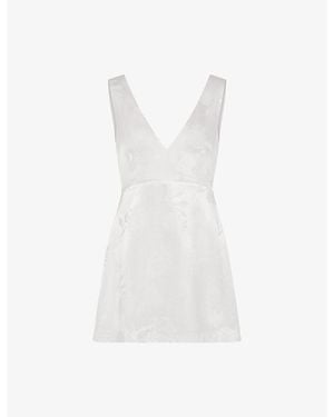 OMNES Bowlyn Floral-Jacquard Satin Mini Dress - White