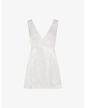 OMNES Bowlyn Floral-Jacquard Satin Mini Dress - White