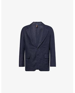 Drake's Linen Games Peak-Lapel Linen Blazer - Blue