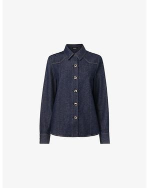 Whistles Long-Sleeved Contrast-Stitched Denim Shirt - Blue