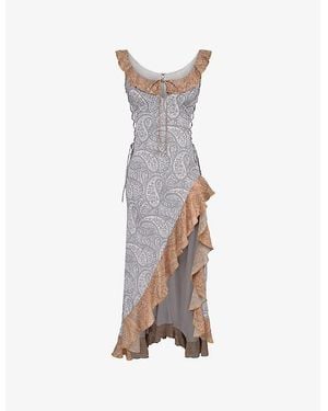 fitted lace wedding dress Rent House of CB Soft Blue Ariela Ruffle Maxi Dress main image 0