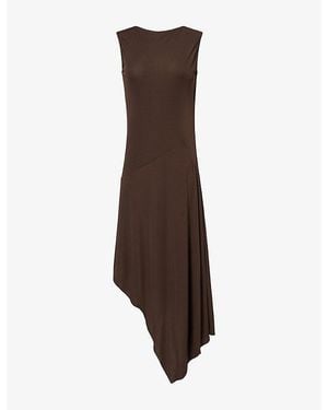 Alaïa Draped Backless Crepe Midi Dress - Brown