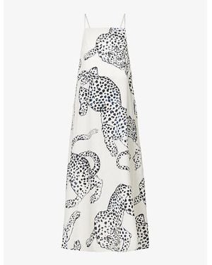 Desmond & Dempsey Graphic-print Square-neck Cotton Nightdres - White