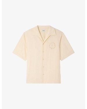 Sandro Floral-Embroidered Relaxed-Fit Crochet Shirt - Natural