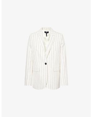 ME+EM Multi-Stripe Notch-Lapel Cotton Blazer - White