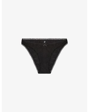 Cou Cou Intimates Pointelle High-Rise Cotton Briefs - Black