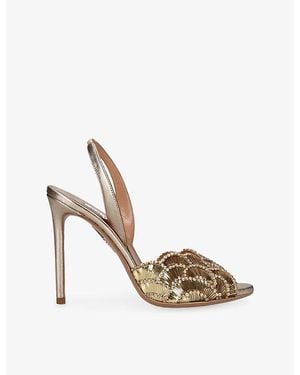 Aquazzura Ce Soir 75 Woven Sandals - Metallic