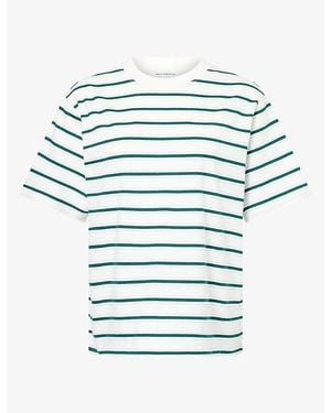 GOOD AMERICAN Oversized Striped Cotton T-Shirt - Blue